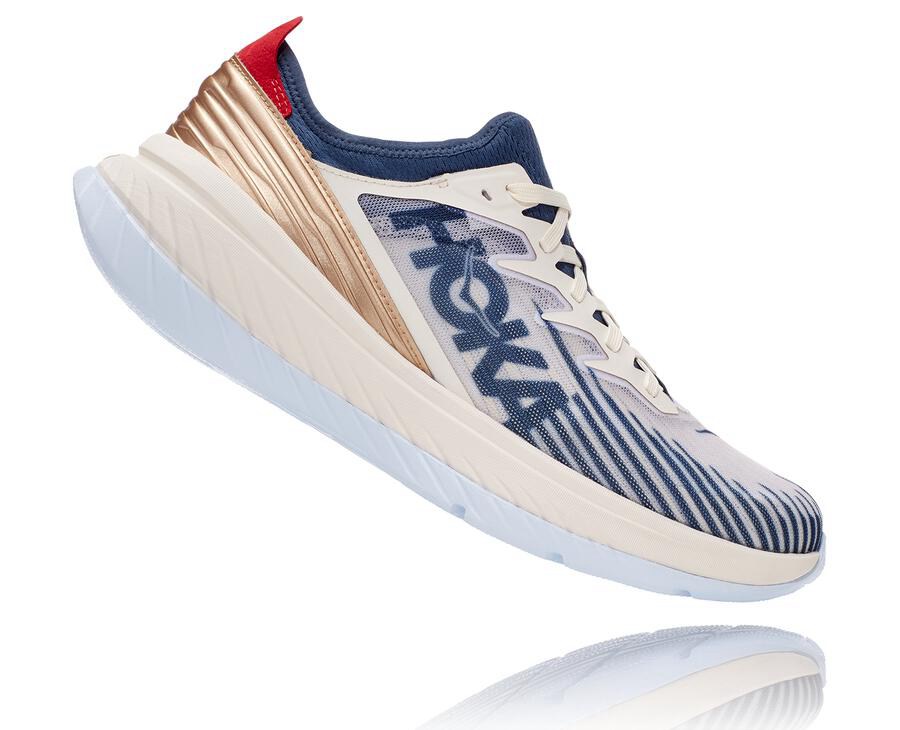 Running Shoes Mens - Hoka One One Carbon X-SPE - White/Blue - ROXMWUQ-93